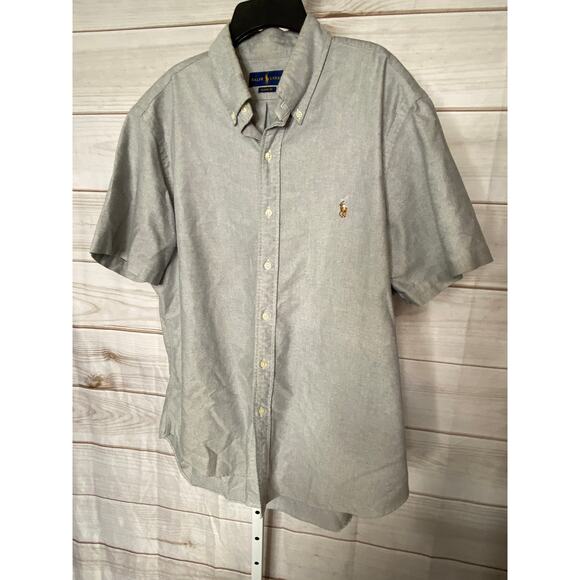 Ralph Lauren Men's Size Large Grey Short Sleeve Casual Button Down Shirt - Picture 1 of 6